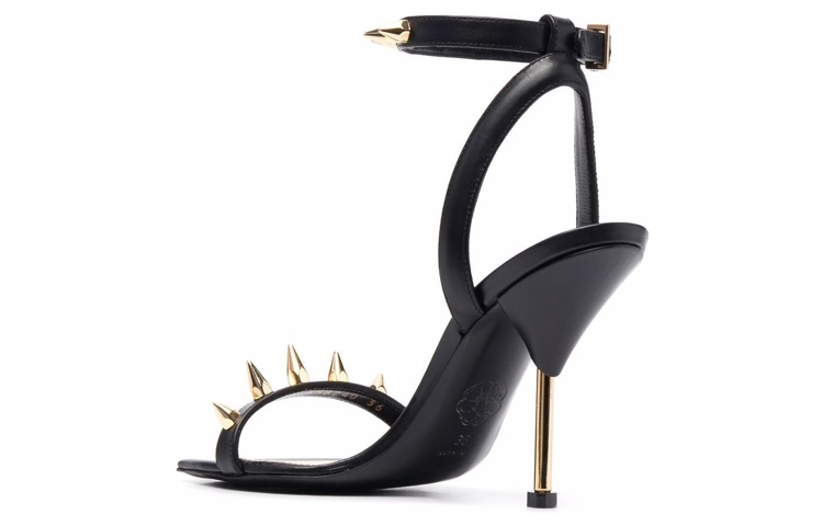 Lookbook (Women) Alexander McQueen Leather Buckle Sandals 'Black Gold' 658240WHWQ21088