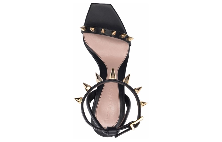 Shop (Women) Alexander McQueen Leather Buckle Sandals 'Black Gold' 658240WHWQ21088