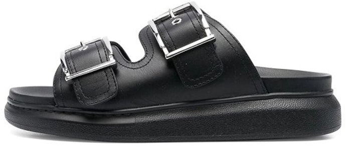 亞歷山大·麥昆 皮革 搭扣 時尚涼拖 女款 黑色 Buy 亞歷山大·麥昆 皮革 搭扣 時尚涼拖 女款 黑色