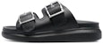 (W) Alexander McQueen Kulit Gesper Slide 'Fesyen Hitam' 733083WHXZE1081