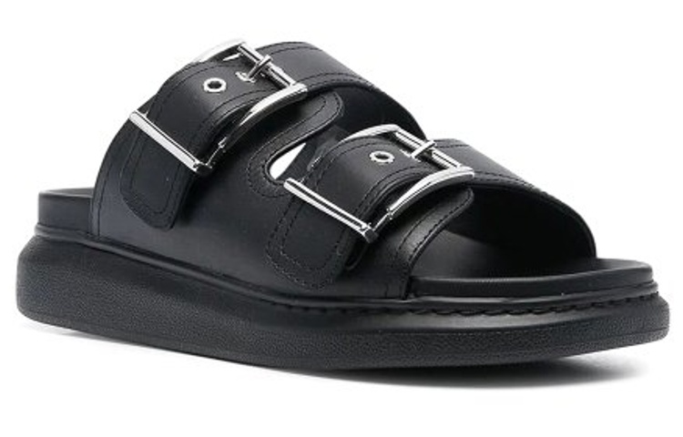 Order (W) Alexander McQueen Sandal Kulit Gesper 'Black Fashion' 733083WHXZE1081