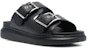 (W) Alexander McQueen Kulit Gesper Slide 'Fesyen Hitam' 733083WHXZE1081