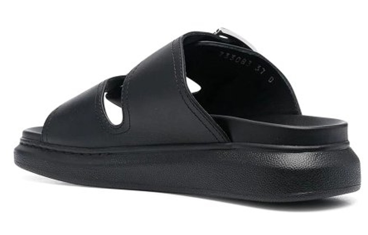 Lookbook (W) Alexander McQueen Sandal Kulit Gesper 'Black Fashion' 733083WHXZE1081