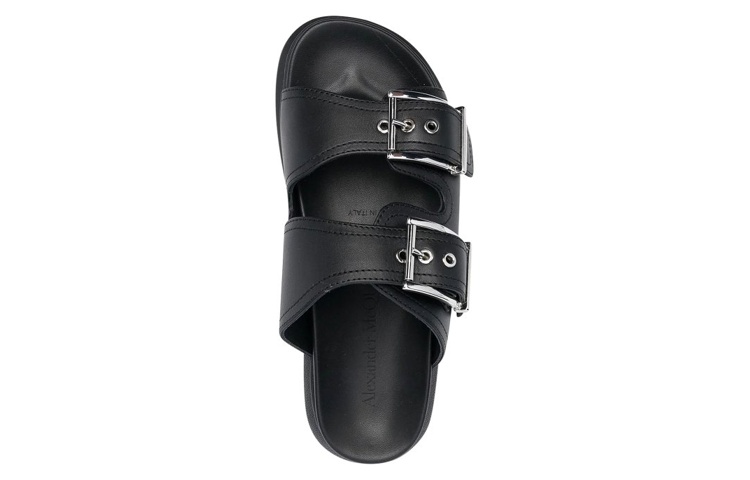 Shop (Women) Alexander McQueen Leather Buckle Slide 'Black Fashion' 733083WHXZE1081