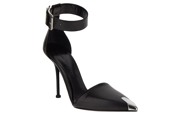 Lookbook (Women) Alexander McQueen Leather Buckle Stiletto 'Black' 718871WHSWD1081