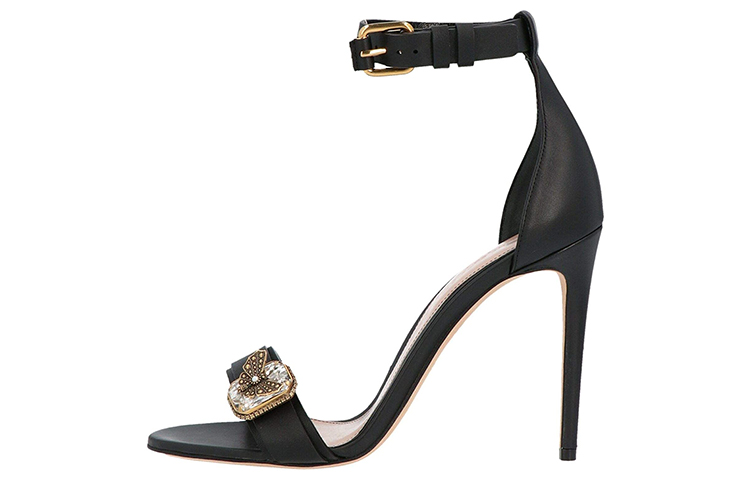 (Women) Alexander McQueen Leather Buckle Stilettos 'Embellished Crystal Black' 611730WHXN21088