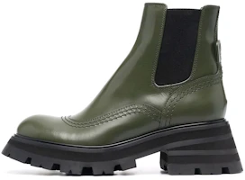 Buy (W) Alexander McQueen Sepatu Boots Kulit Chelsea Hitam Olive 666368WHZ843241