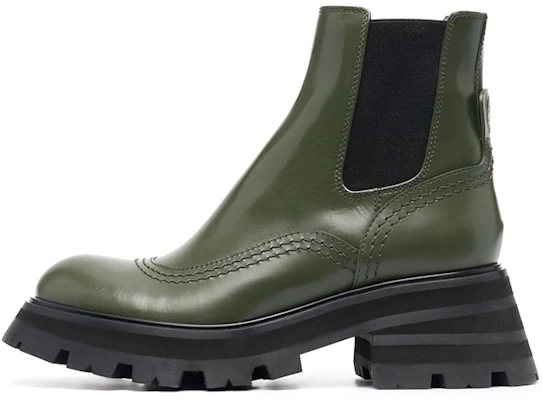 (W) Botas Cortas Chelsea de Cuero Alexander McQueen 'Olive Black'. 666368WHZ843241 Buy (W) Botas Cortas Chelsea de Cuero Alexander McQueen 'Olive Black'. 666368WHZ843241
