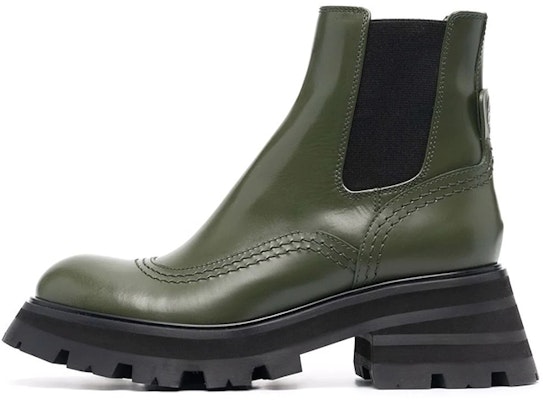 (Women) Alexander McQueen Leather Chelsea Ankle Boots 'Olive Black' 666368WHZ843241 Buy (Women) Alexander McQueen Leather Chelsea Ankle Boots 'Olive Black' 666368WHZ843241