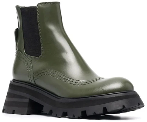 (W) Botas Cortas Chelsea de Cuero Alexander McQueen 'Olive Black'. 666368WHZ843241 Order (W) Botas Cortas Chelsea de Cuero Alexander McQueen 'Olive Black'. 666368WHZ843241