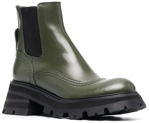 (W) Alexander McQueen Sepatu Boots Kulit Chelsea Hitam Olive 666368WHZ843241 Order (W) Alexander McQueen Sepatu Boots Kulit Chelsea Hitam Olive 666368WHZ843241