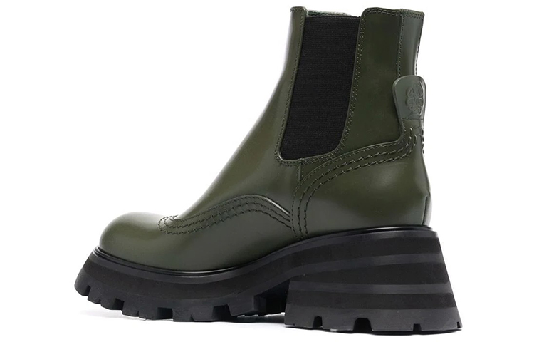 Lookbook (W) Botas Cortas Chelsea de Cuero Alexander McQueen 'Olive Black'. 666368WHZ843241