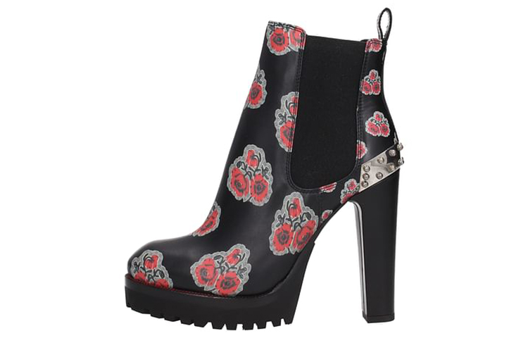 (W) Alexander McQueen Leather Chelsea Boot 'Black Print'