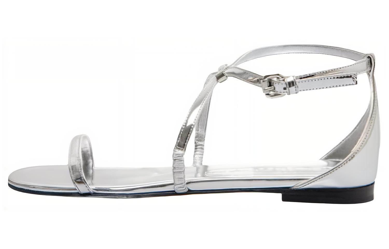 (Women) Alexander McQueen Leather Comfort Sandal 'Silver' 787160W4WG18100