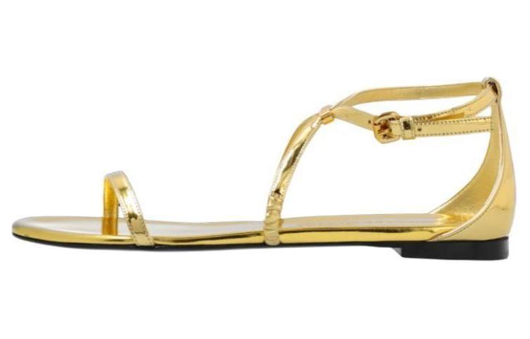 (Women) Alexander McQueen Leather Fashion Open-Toe Sandal 'Gold' 787160W4K798000
