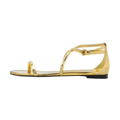 (W) Alexander McQueen Leather Fashion Open-Toe Sandal 'Gold'