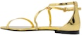 (W) Sandal Tumit Tinggi Terbuka Alexander McQueen Kulit 'Emas' 787160W4K798000