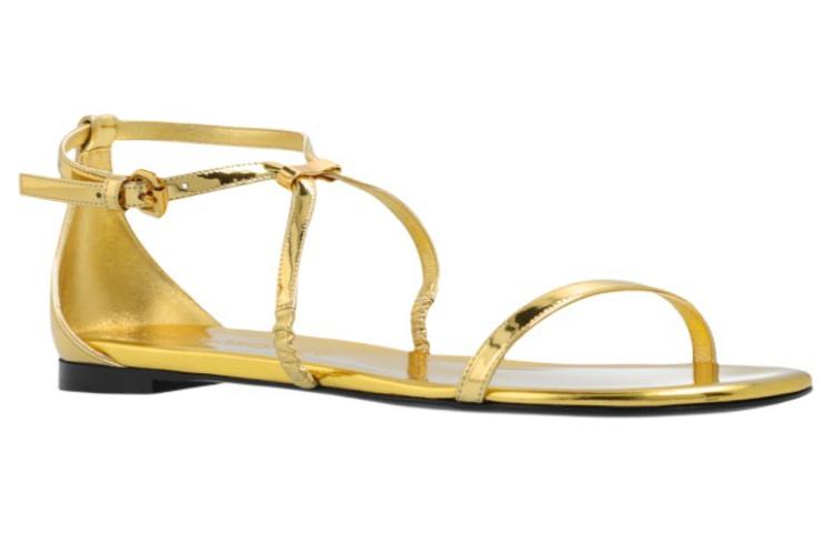 Shop (Women) Alexander McQueen Leather Fashion Open-Toe Sandal 'Gold' 787160W4K798000