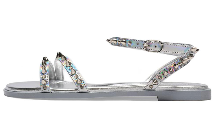 (Women) Alexander McQueen Leather Fashion Sandals 'Silver' 697146W4T748258