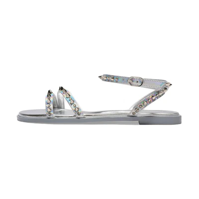 (W) Alexander McQueen Leather Fashion Sandals 'Silver'
