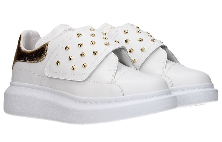 (W) Alexander McQueen Leather Fashion Sneaker 'White Gold' 圖 2