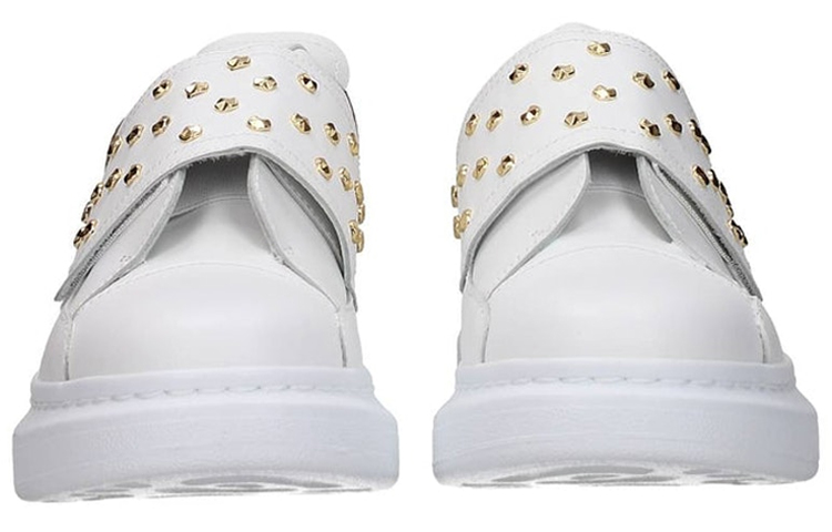 (W) Alexander McQueen Leather Fashion Sneaker 'White Gold' 圖 4