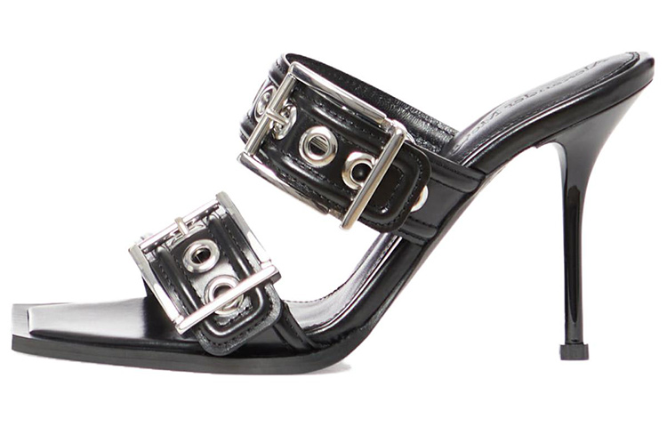(Women) Alexander McQueen Leather Flat Sandal 'Black' 733180WHSWD1081