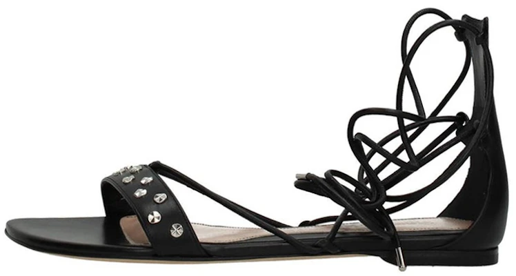 (W) Alexander McQueen Leren Platte Sandalen ''Zwart'' 571640WHMUJ1081 Buy (W) Alexander McQueen Leren Platte Sandalen ''Zwart'' 571640WHMUJ1081