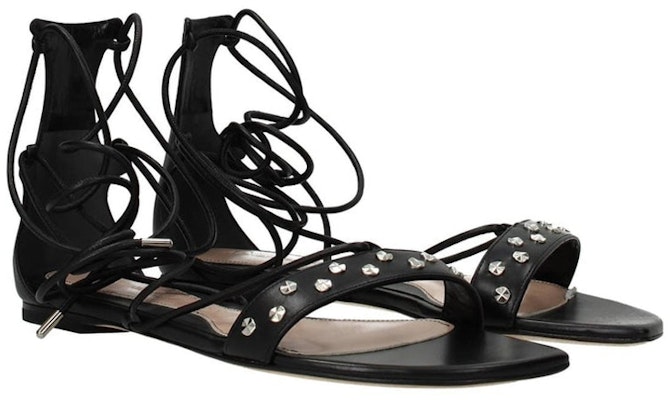 亞歷山大·麥昆 皮革休閒平底涼鞋 女款 黑色 Order 亞歷山大·麥昆 皮革休閒平底涼鞋 女款 黑色