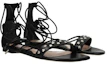 Order (W) Alexander McQueen Leren Platte Sandalen ''Zwart'' 571640WHMUJ1081