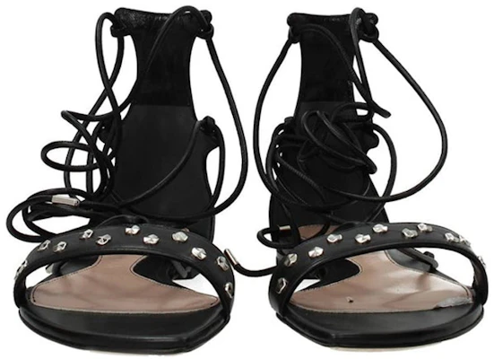 (W) Alexander McQueen Leren Platte Sandalen ''Zwart'' 571640WHMUJ1081 Shop (W) Alexander McQueen Leren Platte Sandalen ''Zwart'' 571640WHMUJ1081