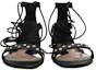 Shop (W) Alexander McQueen Leren Platte Sandalen ''Zwart'' 571640WHMUJ1081