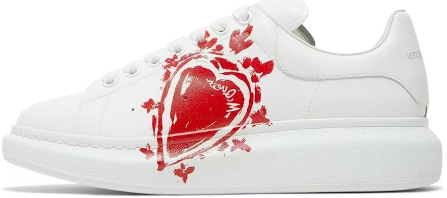 (W) Zapatillas Alexander McQueen Oversized de Cuero Logo Corazón 'Blanco Rojo' 667571WIAF49676 Buy (W) Zapatillas Alexander McQueen Oversized de Cuero Logo Corazón 'Blanco Rojo' 667571WIAF49676
