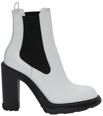 (W) Alexander McQueen Botas Chelsea de Cuero Tacón Marfil Negro 678530WHZ849360 Order (W) Alexander McQueen Botas Chelsea de Cuero Tacón Marfil Negro 678530WHZ849360