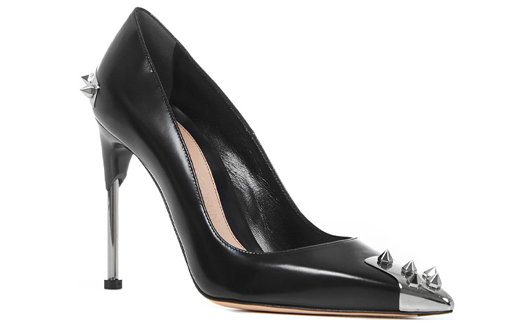 Order (W) Alexander McQueen Tumit Tinggi Kulit 'Black Fashion' 633503WHV7B1081