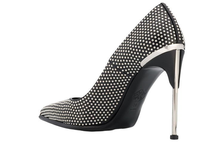 Shop Alexander McQueen 亞歷山大·麥昆 皮革時尚高跟鞋 女款 黑色