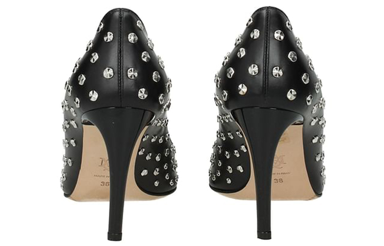 Purchase (W) Alexander McQueen Sepatu Tinggi Kulit 'Hitam' 508278WHMU01000