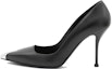 Buy (W) Alexander McQueen Sepatu Tumit Tinggi Kulit 'Hitam' Slip-On 757495WIEA11081