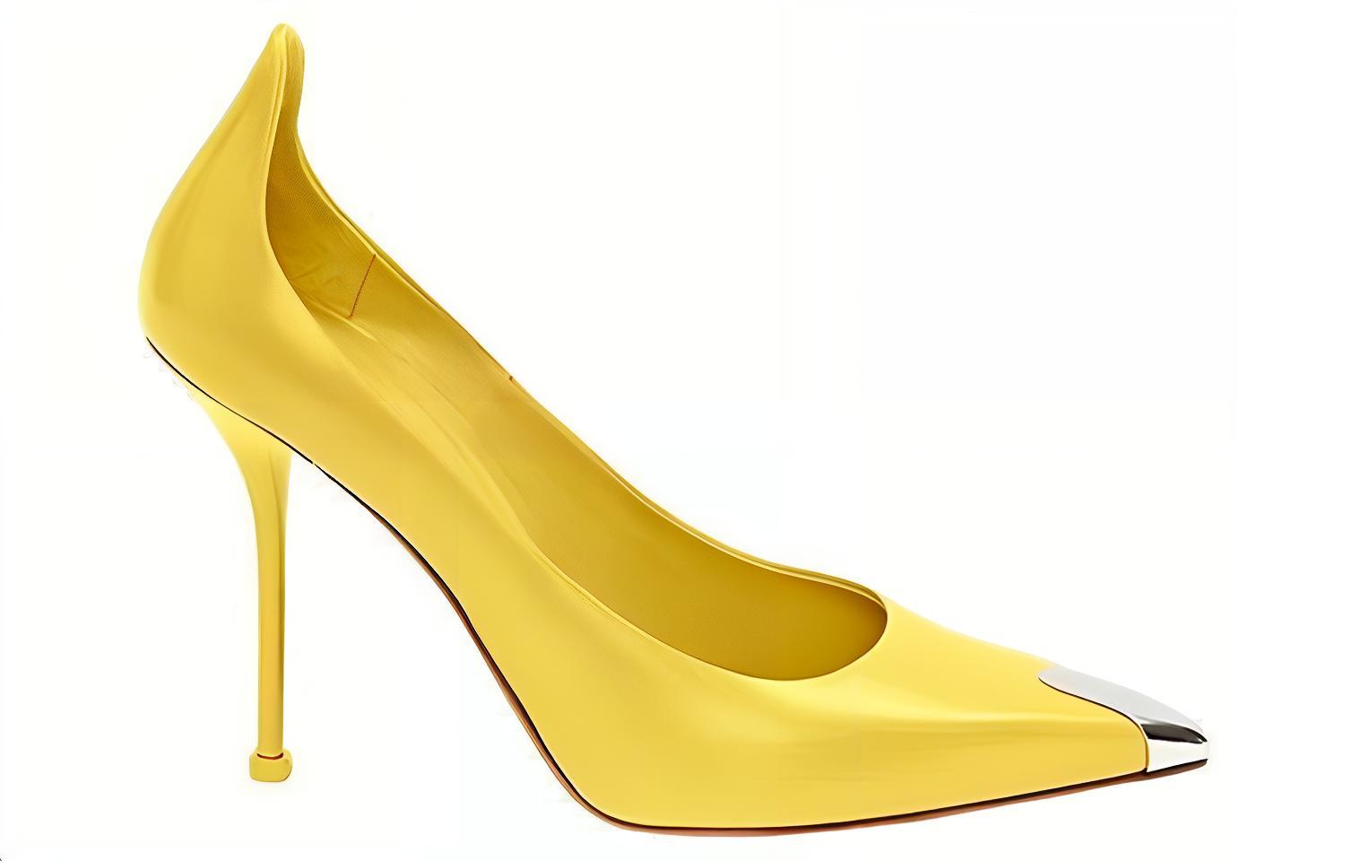Order (W) Alexander McQueen Leren Hoge Hakken Slip-On ''Geel'' 709996WHSWD7097