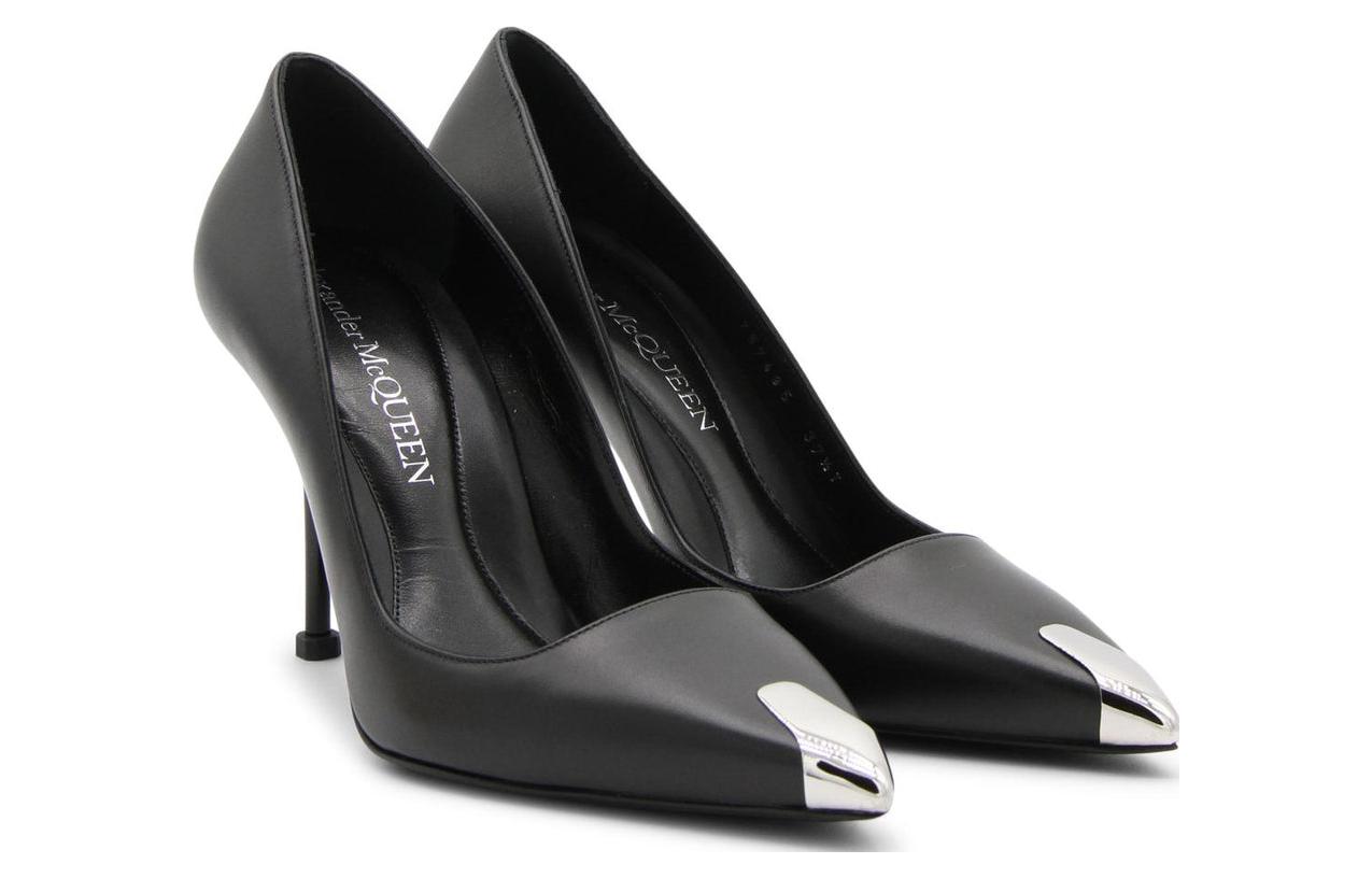 Lookbook (W) Alexander McQueen Sepatu Tumit Tinggi Kulit 'Hitam' Slip-On 757495WIEA11081