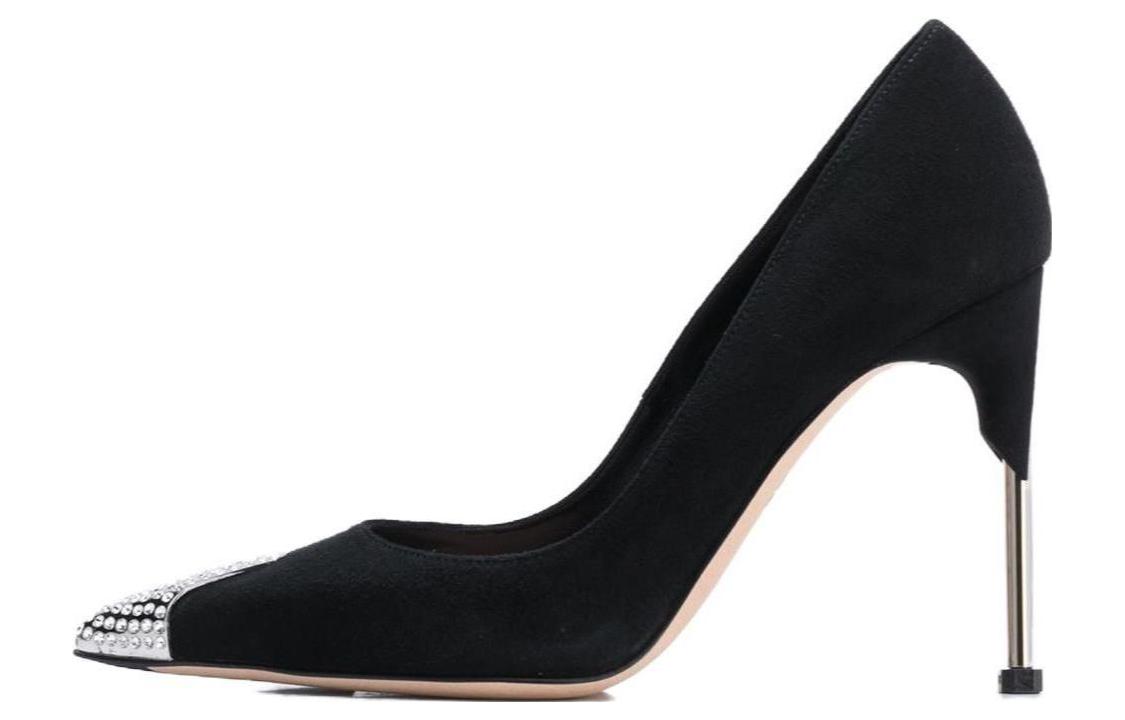 (W) Alexander McQueen Leather High Heels 'Black Stiletto'