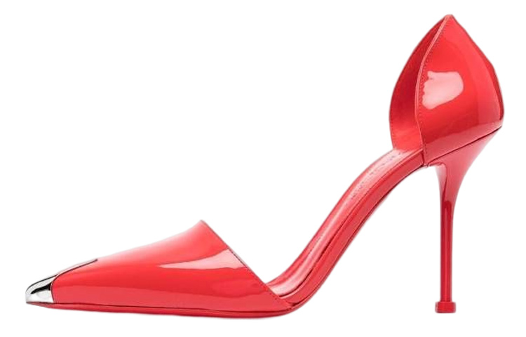 Buy (W) Alexander McQueen Tumit Tinggi Kulit 'Slip-On Fesyen Merah' 718874WIA3H6454