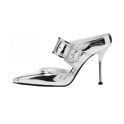 (W) Alexander McQueen Leather High Heels 'Silver CMFT Fashion'
