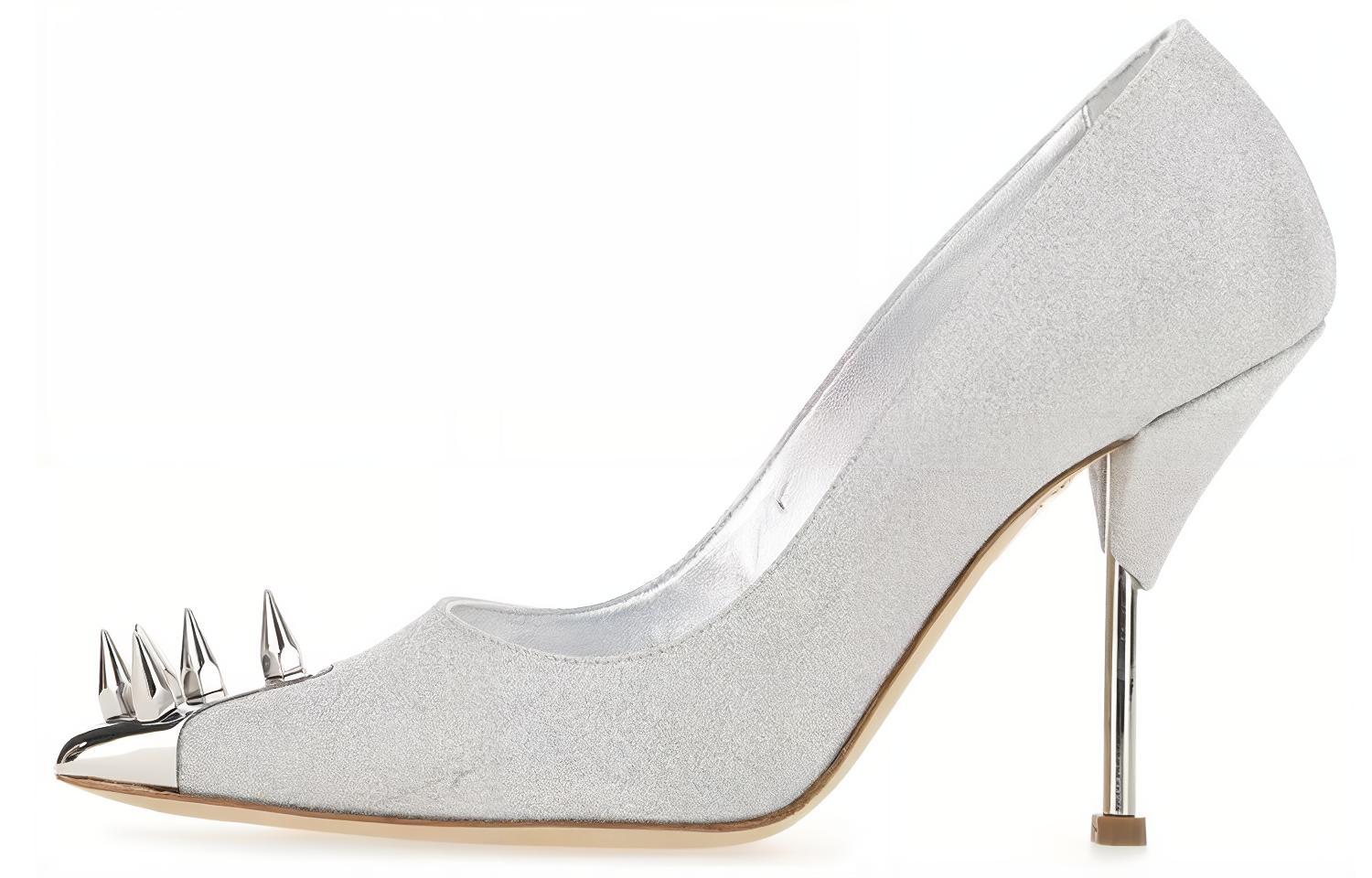 (Women) Alexander McQueen Leather High Top 'Silver' 708049W4U618100