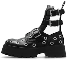 (Women) Alexander McQueen Leather Lace-Detail Booties 'Black' 733046WIC781081 (Women) Alexander McQueen Leather Lace-Detail Booties 'Black' 733046WIC781081