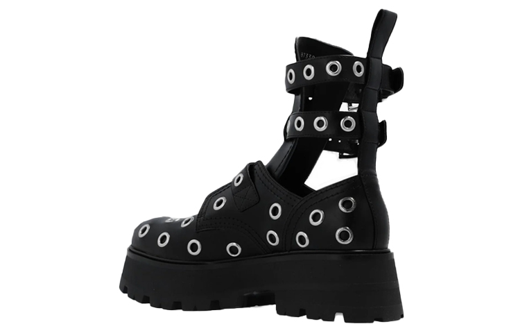 Shop (W) Alexander McQueen Sepatu Boot Kulit Lace-Detail 'Hitam' 733046WIC781081