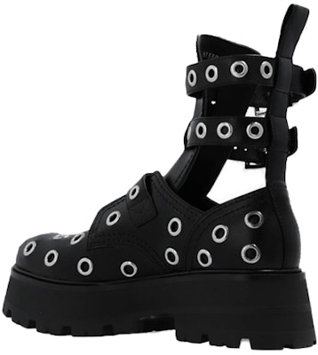 (Women) Alexander McQueen Leather Lace-Detail Booties 'Black' 733046WIC781081 Shop (Women) Alexander McQueen Leather Lace-Detail Booties 'Black' 733046WIC781081
