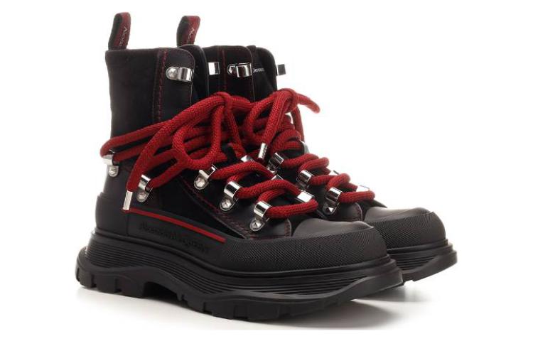 Lookbook (W) 알렉산더 맥퀸 블랙 마틴 레더 레이스업 앵클 부츠 (5cm) 766899WIED41695