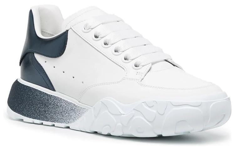 Order (W) 알렉산더 맥퀸 화이트블루 가죽 로우탑 스니커즈 685733WIA9S9095