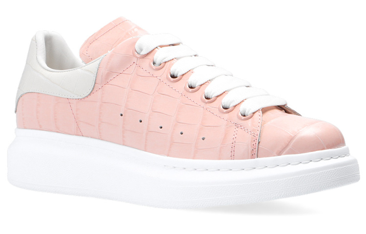 Order (W) Alexander McQueen Kasut Kulit Bertali Rendah 'Merah Jambu Putih' 676699WIAW15804